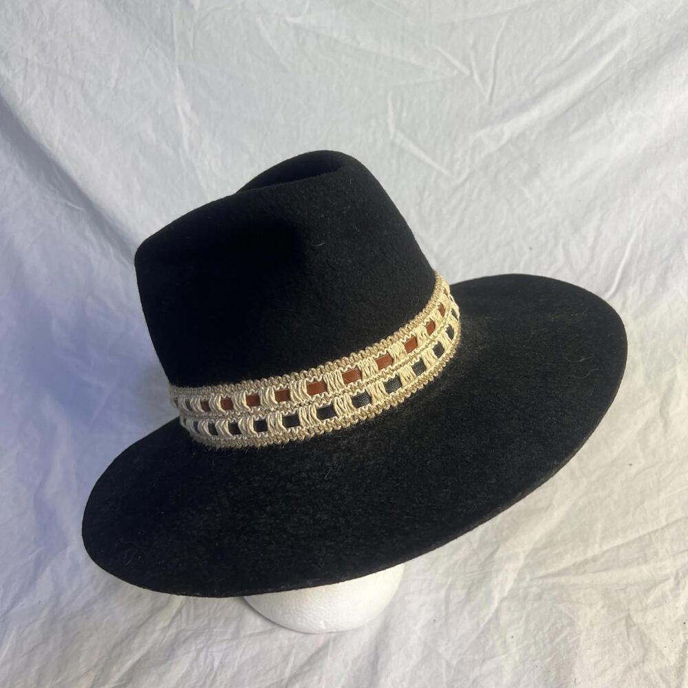 Bill Cody Longhorn Wool Black, Belted Cowboy Hat Small 7